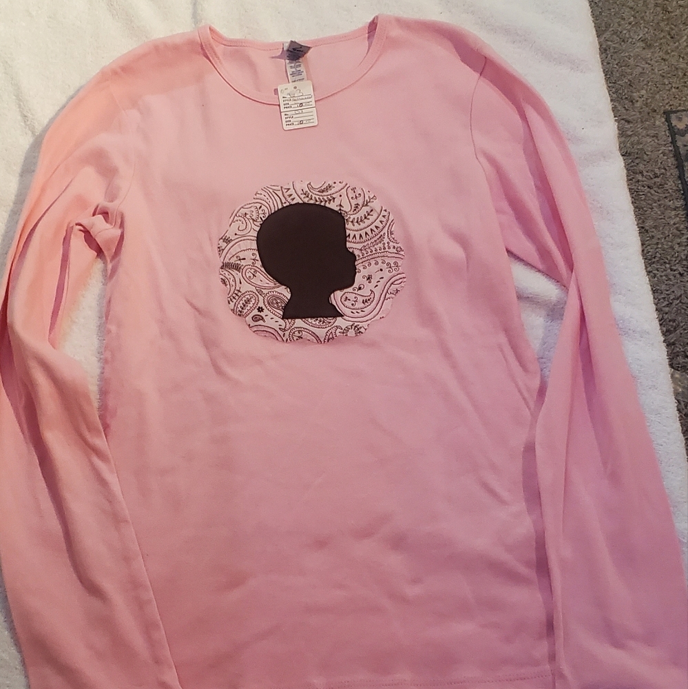 Pink Long Sleeve Shirt with Silhouette Design